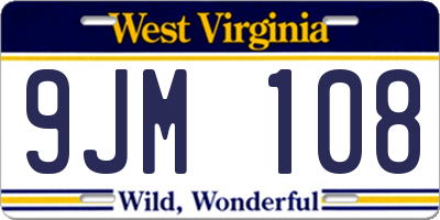 WV license plate 9JM108