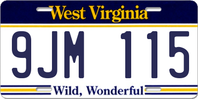 WV license plate 9JM115