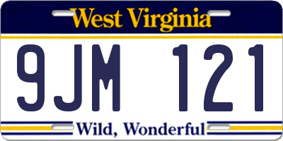 WV license plate 9JM121