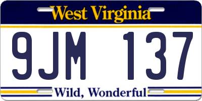 WV license plate 9JM137
