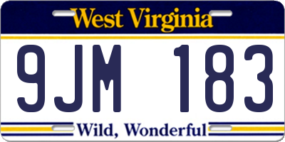 WV license plate 9JM183