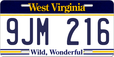 WV license plate 9JM216