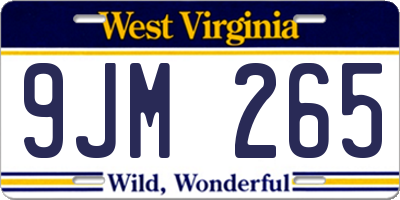 WV license plate 9JM265