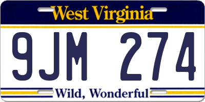 WV license plate 9JM274