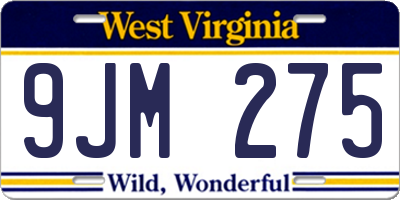 WV license plate 9JM275