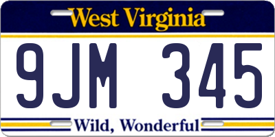WV license plate 9JM345