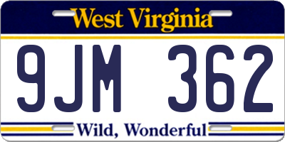 WV license plate 9JM362