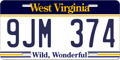 WV license plate 9JM374