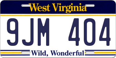 WV license plate 9JM404