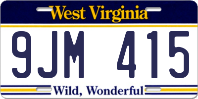WV license plate 9JM415