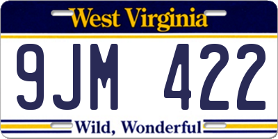 WV license plate 9JM422