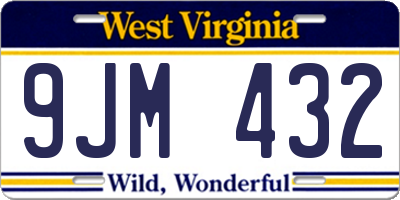 WV license plate 9JM432
