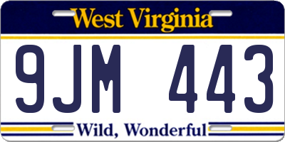 WV license plate 9JM443