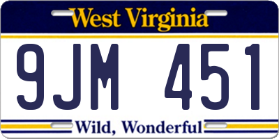 WV license plate 9JM451