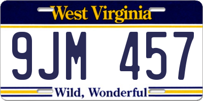 WV license plate 9JM457