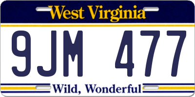 WV license plate 9JM477