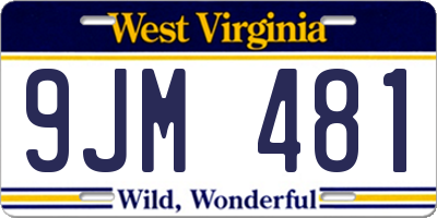 WV license plate 9JM481