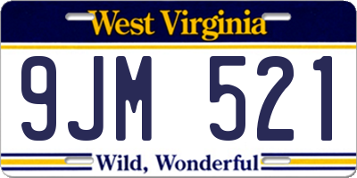 WV license plate 9JM521