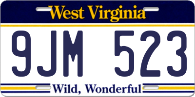 WV license plate 9JM523