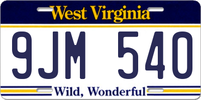 WV license plate 9JM540