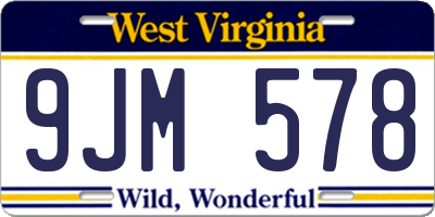 WV license plate 9JM578