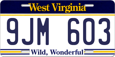 WV license plate 9JM603
