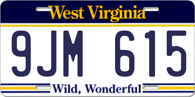 WV license plate 9JM615