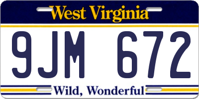 WV license plate 9JM672