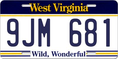 WV license plate 9JM681