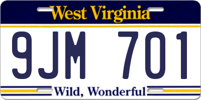 WV license plate 9JM701