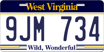 WV license plate 9JM734