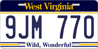 WV license plate 9JM770