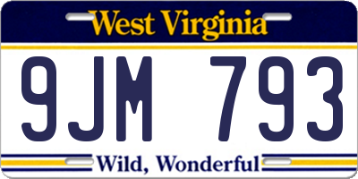 WV license plate 9JM793