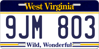 WV license plate 9JM803