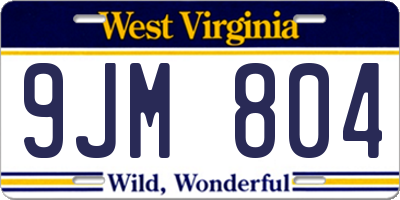 WV license plate 9JM804