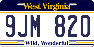WV license plate 9JM820
