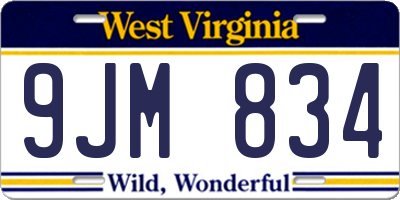 WV license plate 9JM834