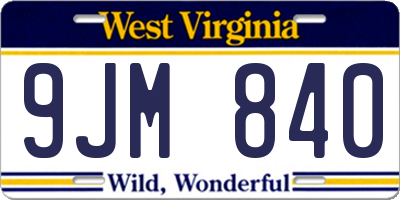 WV license plate 9JM840