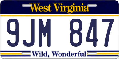 WV license plate 9JM847