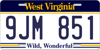 WV license plate 9JM851
