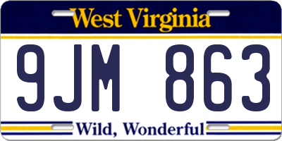 WV license plate 9JM863