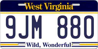 WV license plate 9JM880
