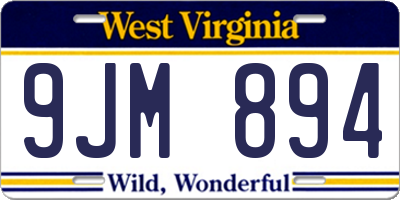 WV license plate 9JM894