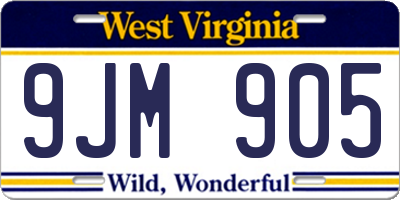 WV license plate 9JM905