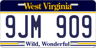 WV license plate 9JM909