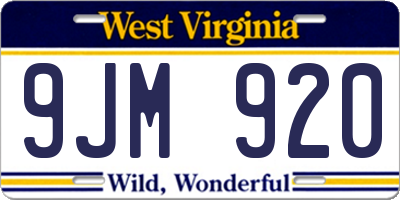 WV license plate 9JM920