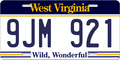 WV license plate 9JM921