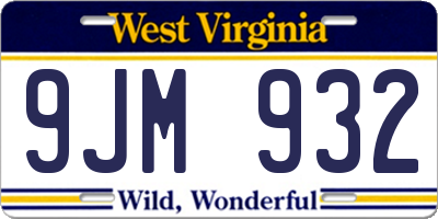 WV license plate 9JM932