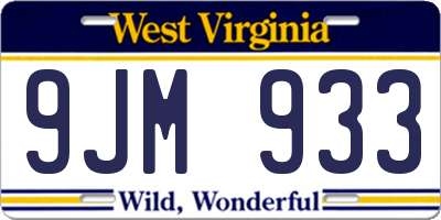 WV license plate 9JM933