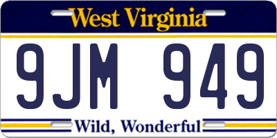 WV license plate 9JM949